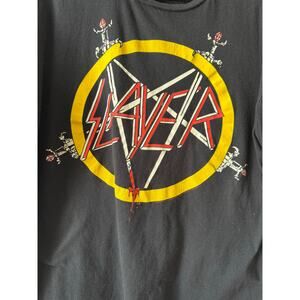Slayer Graphic Band T-Shirt Black Skull Back Print Size XL Metal Rock Concert